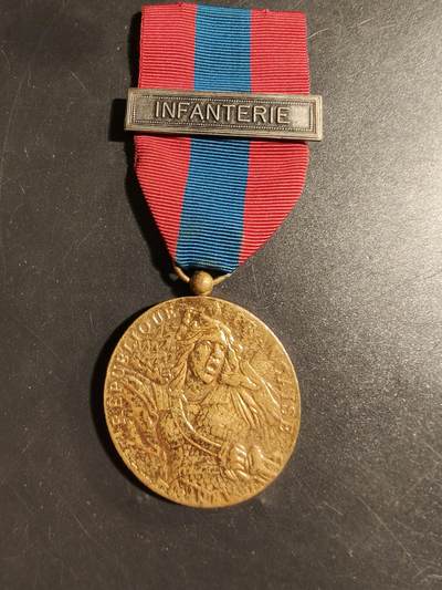 老王徽章第178期 - 法国金级国防服役奖章   步兵勋条