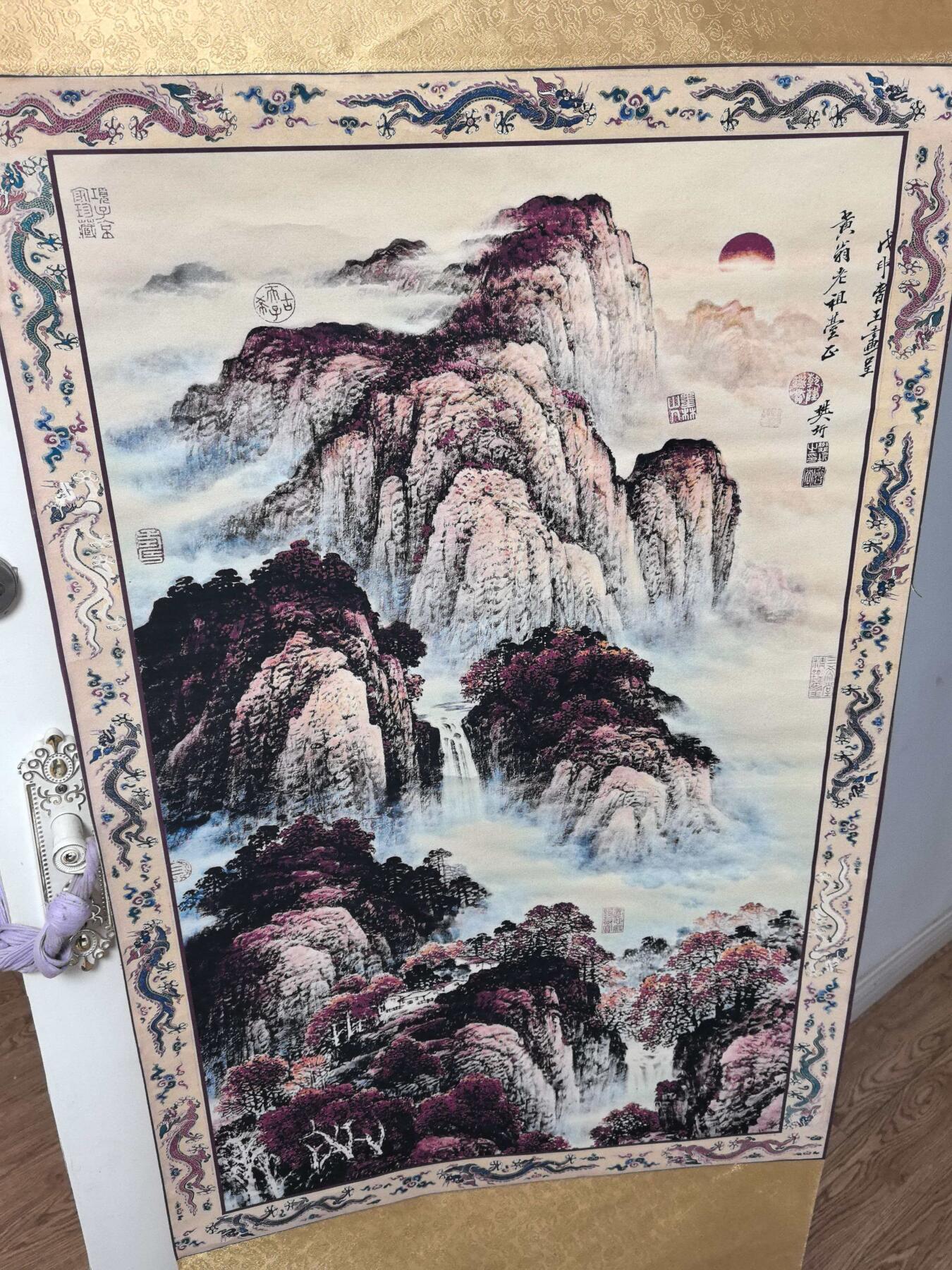 卡有江湖粉丝专场第七期（持续收拍，送拍联系我哦） 【60*140】山水画现代工艺制作画师王重呈现代印刷品，不是真迹 非常好看