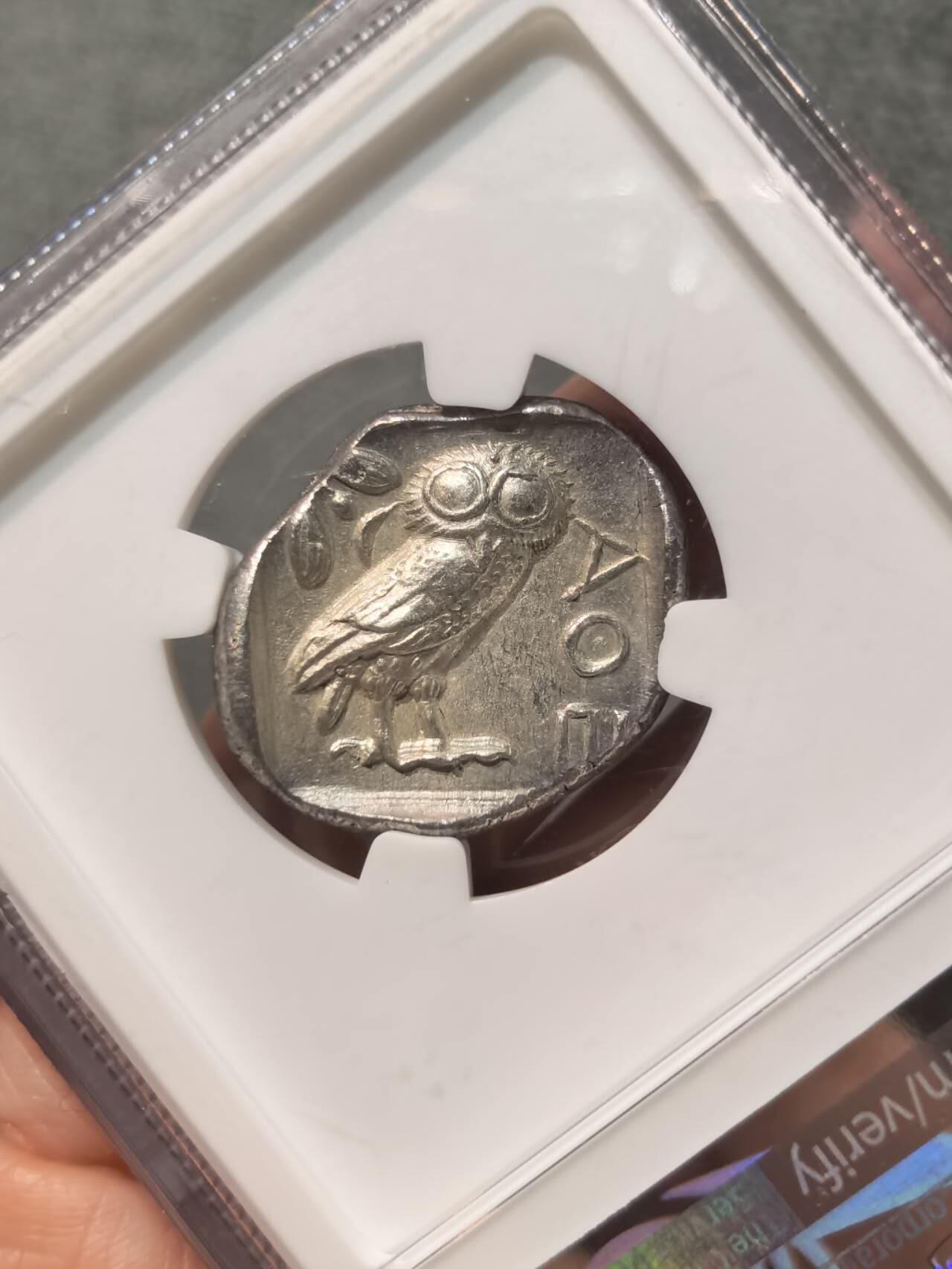 雅典娜猫头鹰古币四德银币
