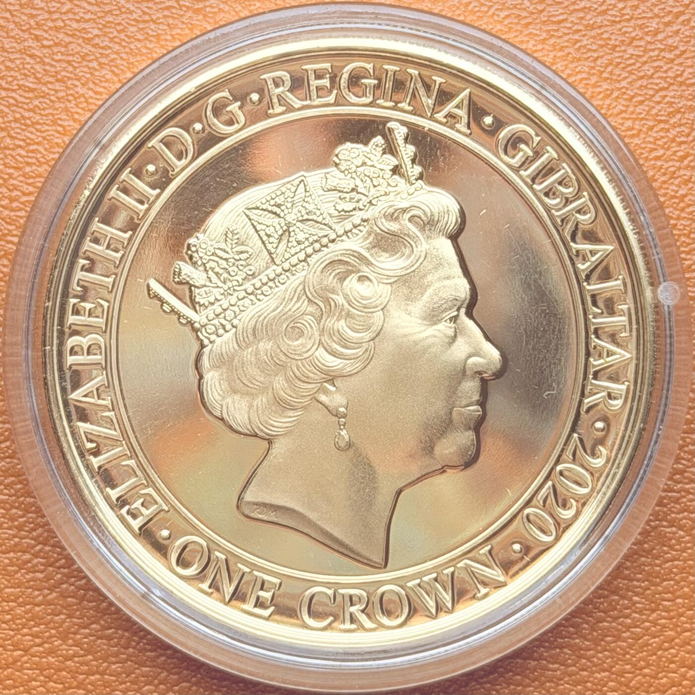 ＜星葵钱币社＞散币克朗场第68期·1月23日发货 直布罗陀2020年一个名族的声音·无线电麦克风1克朗镀金纪念币