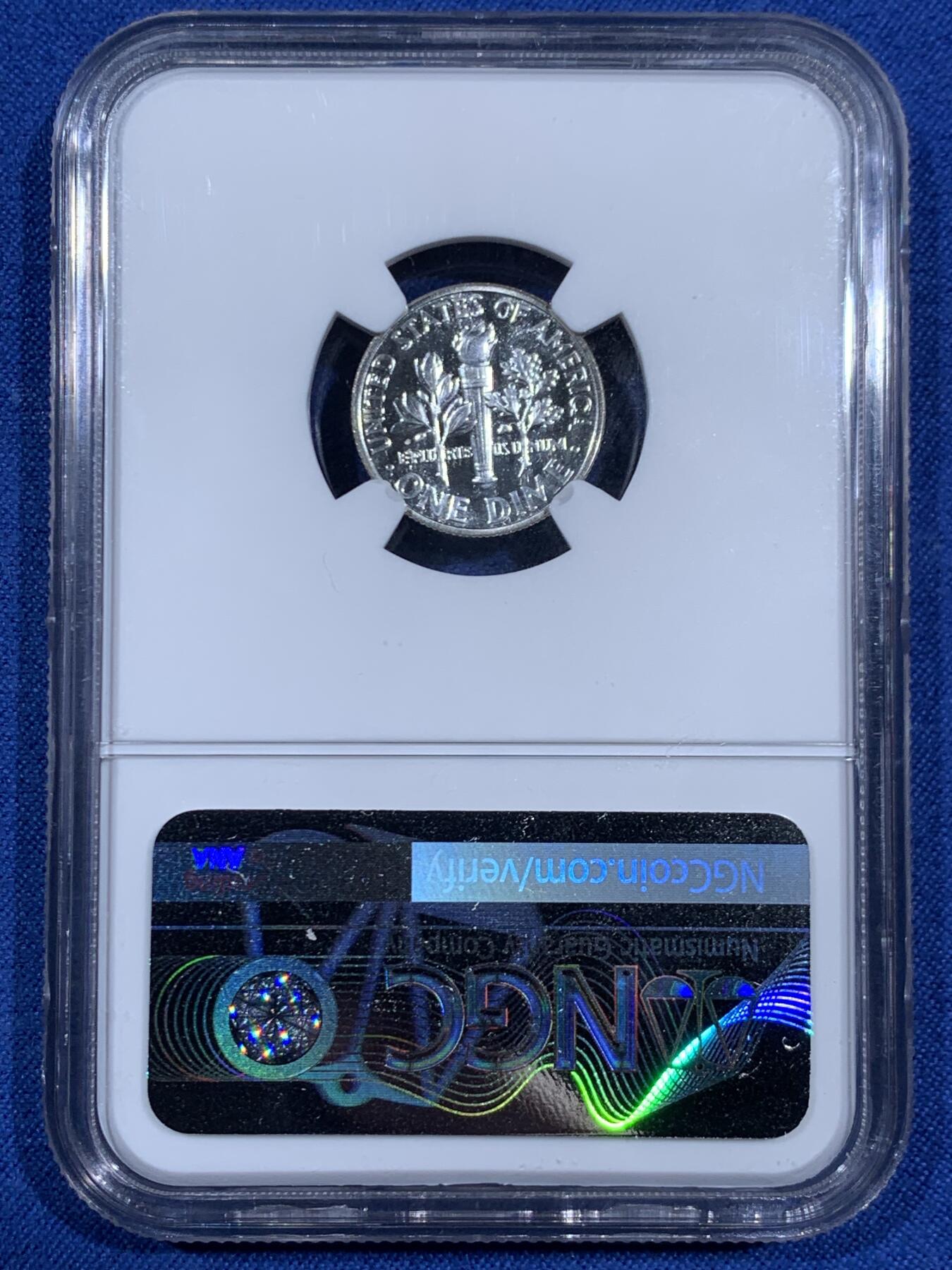 《竞宝斋》第460场 周日，周一，2场连拍 （全场包邮）欢迎送拍 NGC PF67 美国1960年罗斯福10美分银币，少见早期精制版本，高分