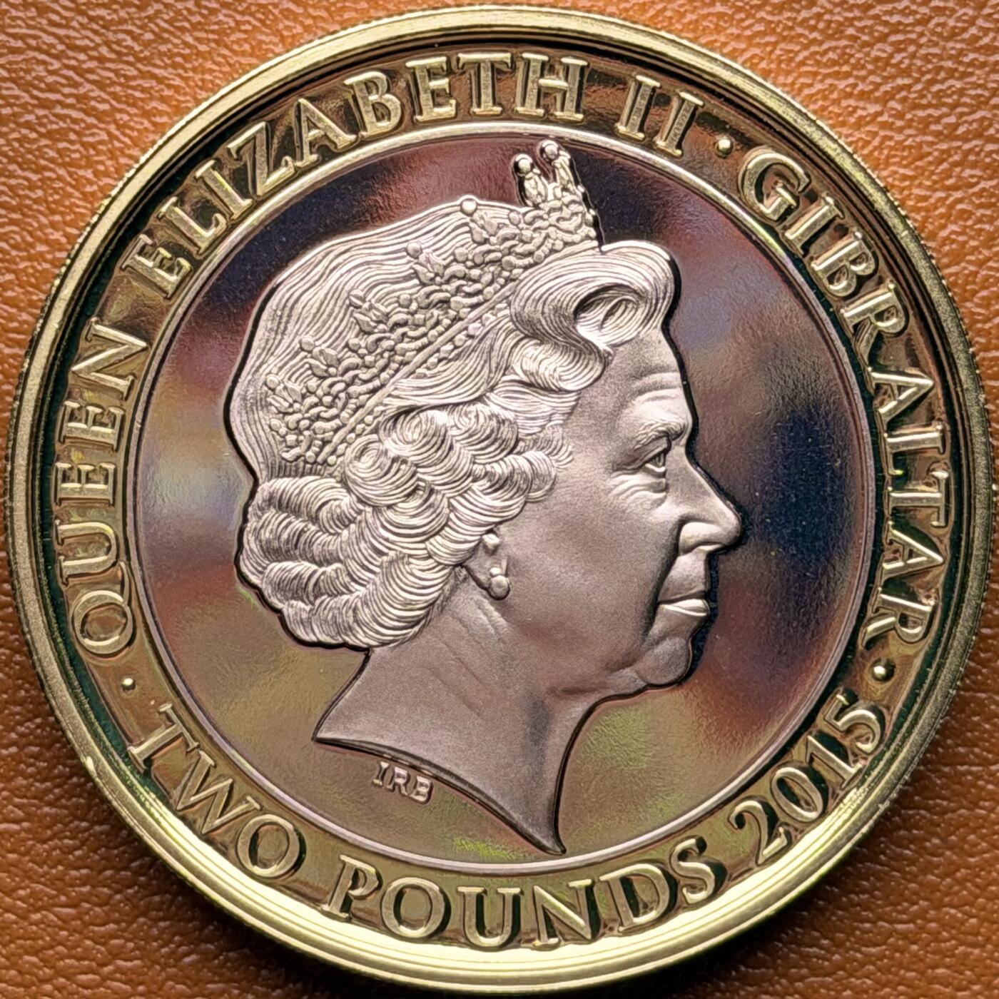 ＜星葵钱币社＞散币克朗场第68期·1月23日发货 直布罗陀2015年温斯顿·丘吉尔逝世50周年2镑克朗型镀玫瑰金纪念币