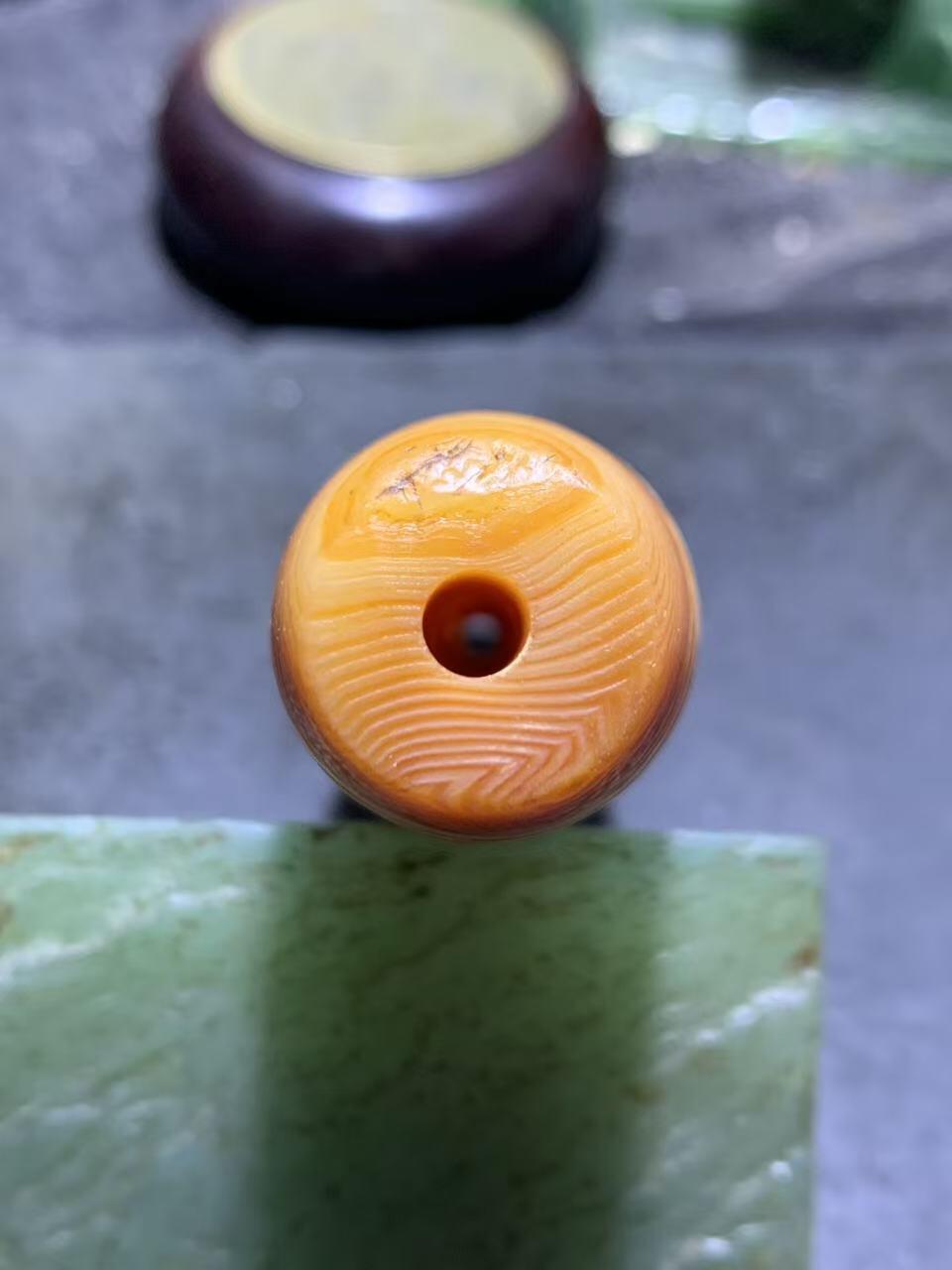 巨无霸天眼风化纹缠丝玛瑙大桶珠（把件)一颗