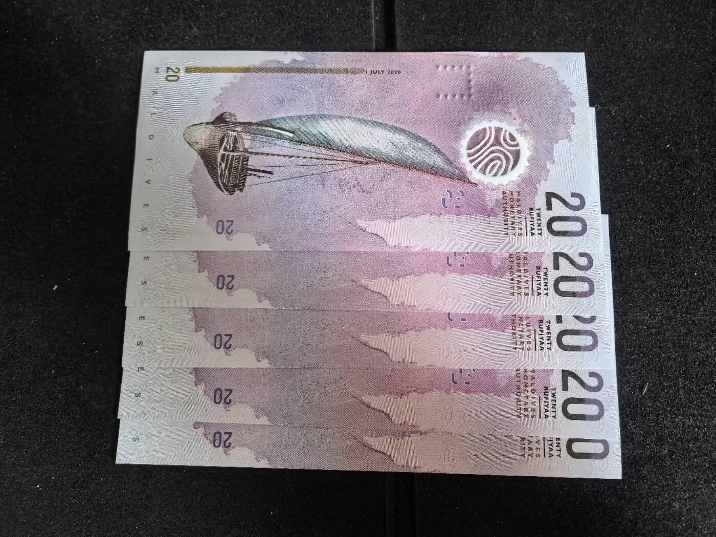 Triple S 第71期 2020马尔代夫20拉菲亚，5张豹子号，全新UNC