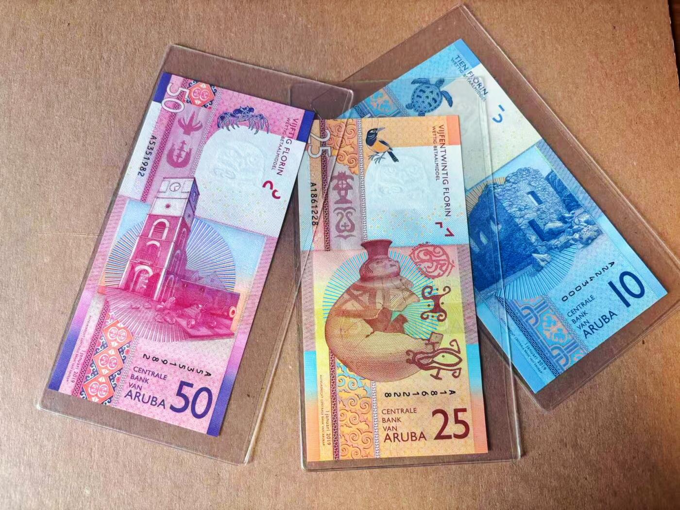 【Blue Auction】世界纸币精拍第777期——18级TOP拍卖/信誉/品质/专业/高效💫 【一组3张 含A冠无47】阿鲁巴 2019年10-25-50弗罗林 全新UNC