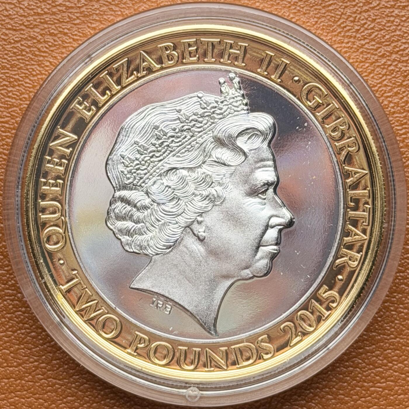 ＜星葵钱币社＞散币克朗场第68期·1月23日发货 直布罗陀2015年温斯顿·丘吉尔逝世50周年2镑克朗型镀金镀银纪念币