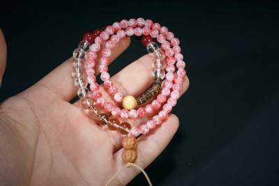 上海都达杂项专场三十四【年后发货全场包邮】  粉琉璃双拼色多圈手链307