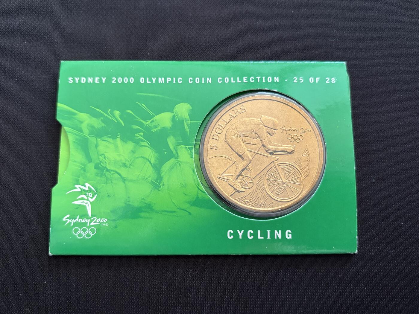 咖啡豆•收藏 2025年Jan_26th世界各国硬币银币拍卖 2000年澳大利亚悉尼奥运会卡装纪念铜币5元-自行车