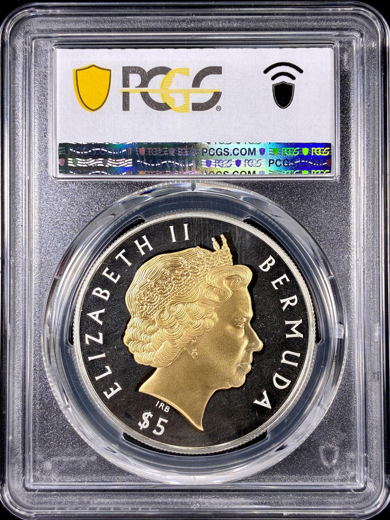 【雨安】【直播拍卖】【第0126期-评级币章】2026-01-24 周六 19:30 [评级现代] Bermuda 百慕大 5元 2002年 伊丽莎白二世登基50周年 PCGS-PR68DCAM 精制币