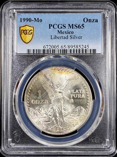 【雨安】【直播拍卖】【第0126期-评级币章】2026-01-24 周六 19:30 - [评级现代] Mexico 墨西哥 投资银 自由女神 1盎司 1990年  PCGS-MS65