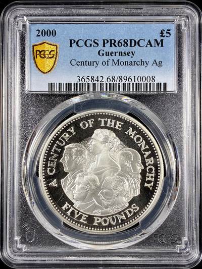 【雨安】【直播拍卖】【第0126期-评级币章】2026-01-24 周六 19:30 - [评级现代] Great Britain 英国 5镑 2000年 20世纪的君主 PCGS-PR68DCAM 精制币