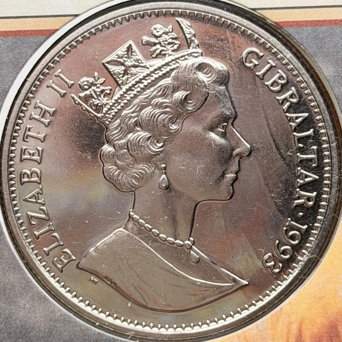 ＜星葵钱币社＞散币克朗场第68期·1月23日发货 〈邮币封〉直布罗陀1993年英吉利海峡隧道建设2.8埃居类精制克朗型纪念币