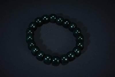 上海都达杂项专场五（全场包邮） - 天然和田玉青玉老形珠手串 附鉴定证书87-51