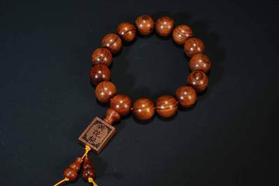 上海都达杂项专场七十三【全场包邮】 海南黄花梨虎皮纹1.5圆珠手串 附鉴定证书86-257