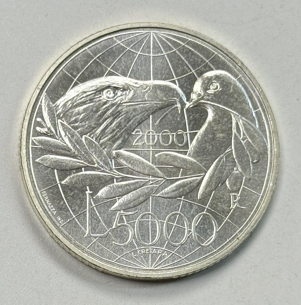 S&S Numismatic世界钱币-拍卖 第119期  圣马力诺2000年 走向第三个千年的人-和平 5000里拉纪念银币 18克835银