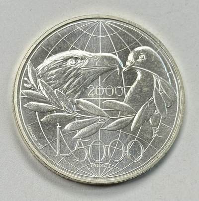 S&S Numismatic世界钱币-拍卖 第119期  - 圣马力诺2000年 走向第三个千年的人-和平 5000里拉纪念银币 18克835银