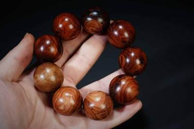 上海都达杂项专场四十八【全场包邮】  海南黄花梨虎皮纹3.0圆珠手串 附鉴定证书86-254