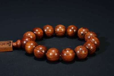 上海都达杂项专场七十三【全场包邮】 海南黄花梨虎皮纹1.5圆珠手串 附鉴定证书86-257