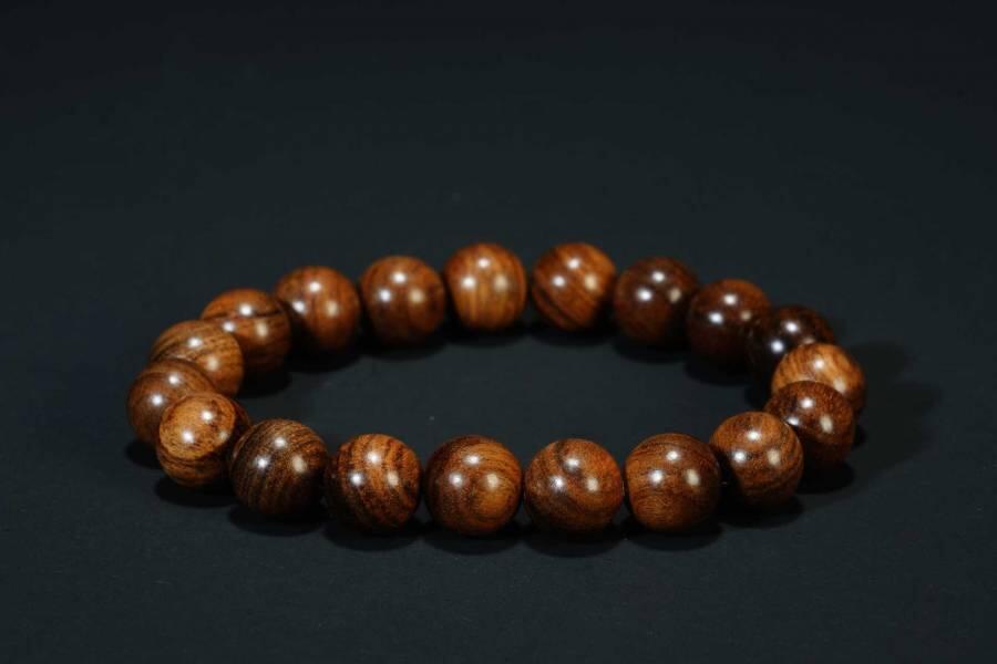 上海都达杂项专场四（全场包邮） 海南黄花梨虎皮纹1.0圆珠手串 附鉴定证书86-259