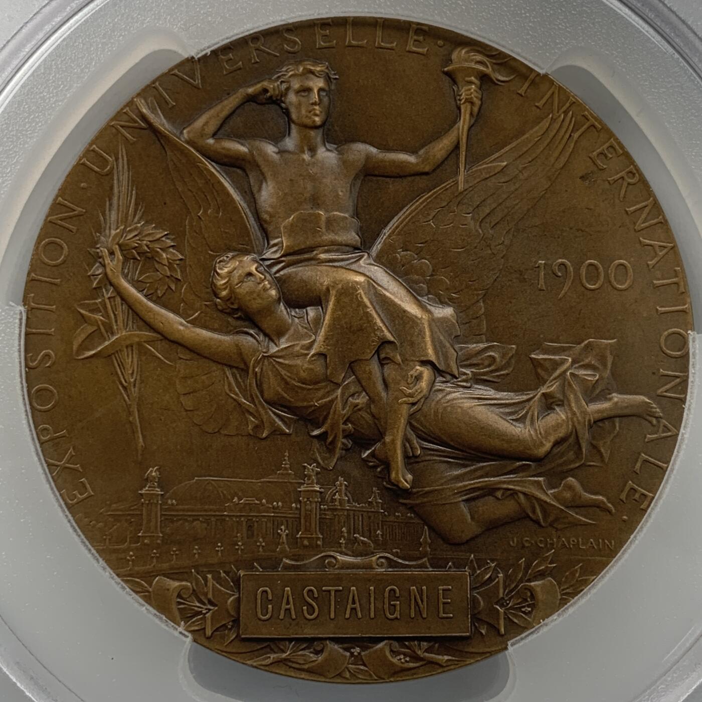 掌中浮雕-藏着的欧洲第050场 PCGS MS64 : 1900年法国巴黎世博会铜章，68mm