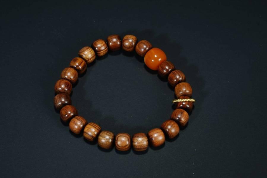 上海都达杂项专场四（全场包邮） 海南黄花梨虎皮纹老型珠手串 附鉴定证书86-265