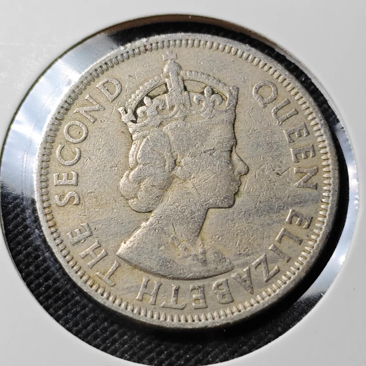 KK钱币收藏小铺  第388期  2月预留时间 周末发货  1956英属毛里求斯1卢比