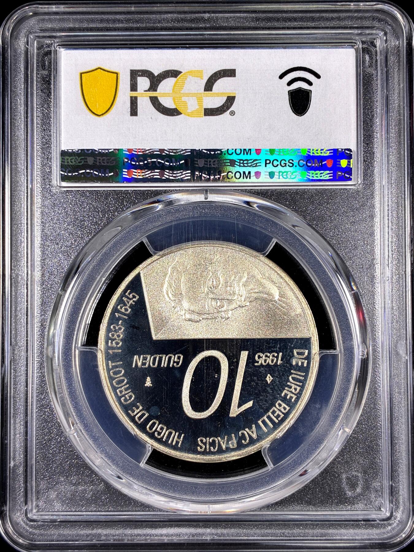 【雨安】【直播拍卖】【第0126期-评级币章】2026-01-24 周六 19:30 [评级现代] Netherlands 荷兰 王国 10盾 1995年 胡果·格劳秀斯 [15.00克,  0.800银] PCGS-PR68DCAM 精制币