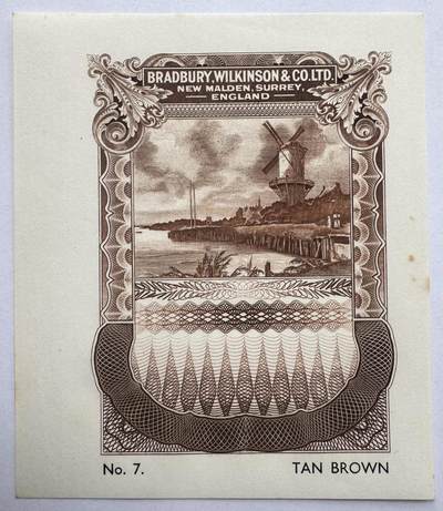 2026第2场（总第229期）：精品测试钞、连体钞综合场 - NO.7棕色 布拉德伯里威尔金森“英格兰.苏里埃.新马尔登风景雕刻～风车”单面凹印测试UNC（有黄斑）