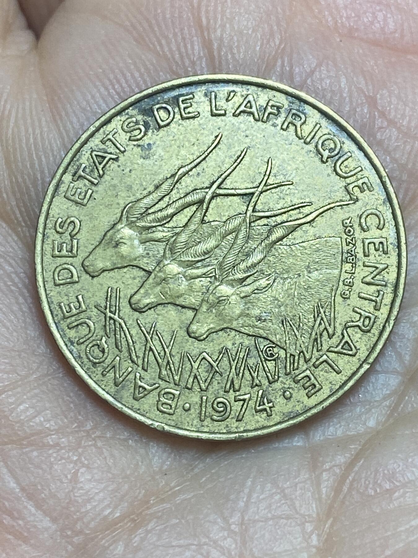 2026年第十二场(总第一百八十一场）外国好品散币场(免佣金) 中非国家联盟1974年10法郎(第一版首发年，Owl–猫头鹰标)