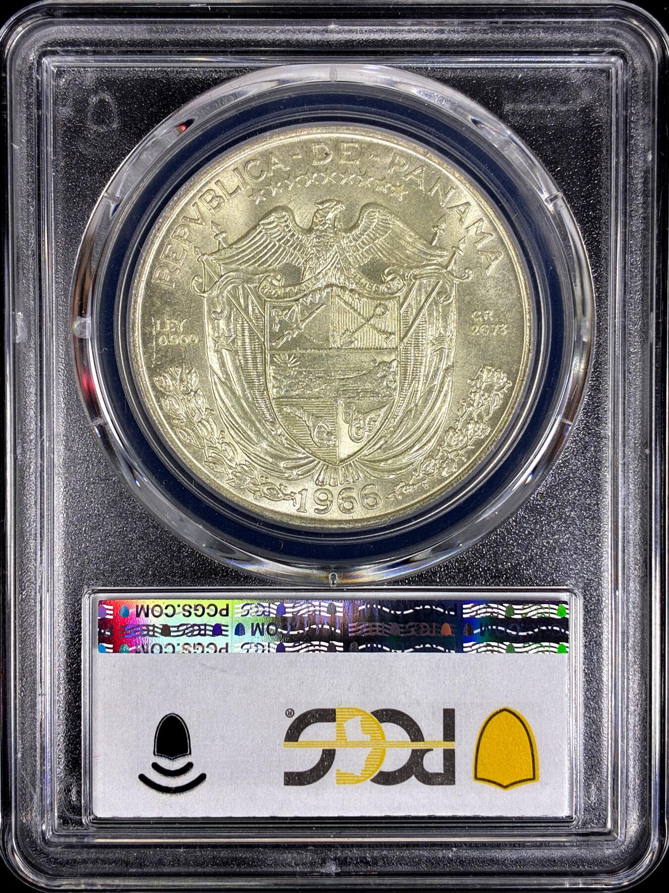 【雨安】【直播拍卖】【第0126期-评级币章】2026-01-24 周六 19:30 [评级美洲] Panama 巴拿马 1巴波亚 1966年  PCGS-MS66