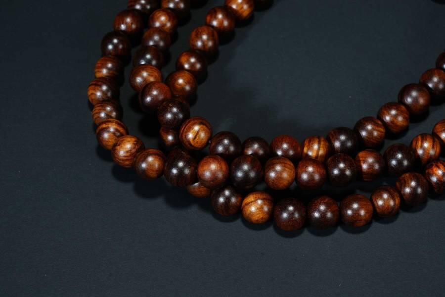 上海都达杂项专场四（全场包邮） 海南黄花梨虎皮纹0.8圆珠多圈手串 附鉴定证书86-260