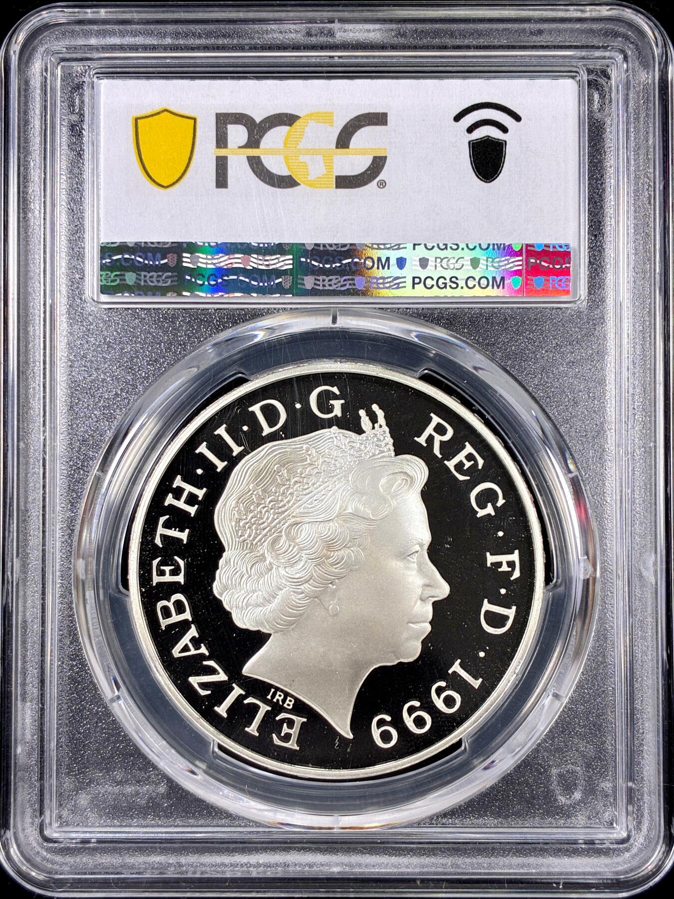 【雨安】【直播拍卖】【第0126期-评级币章】2026-01-24 周六 19:30 [评级现代] Great Britain 英国 5镑 1999年 千禧年 [28.28克,  0.925银] PCGS-PR68DCAM 精制币