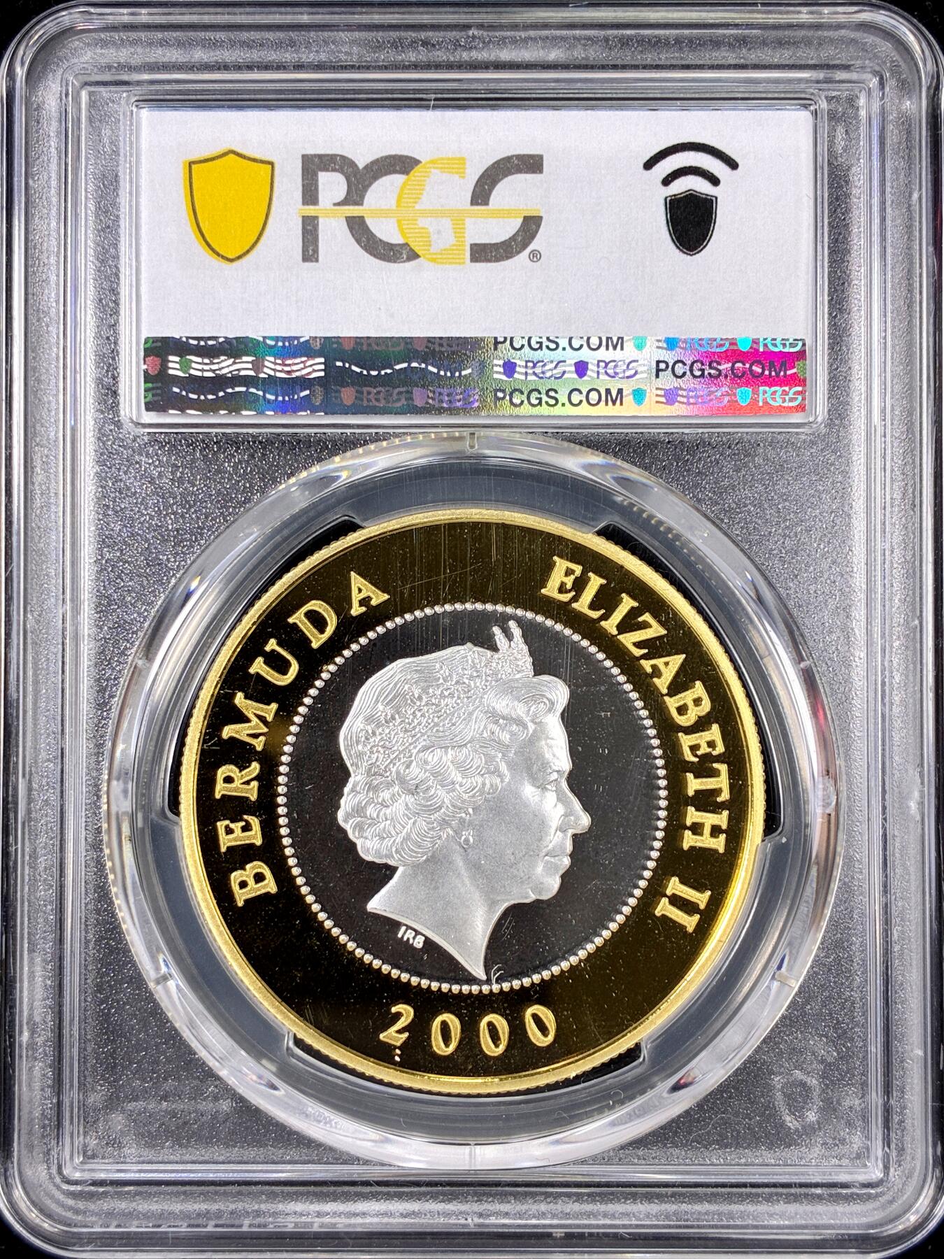 【雨安】【直播拍卖】【第0126期-评级币章】2026-01-24 周六 19:30 [评级现代] Bermuda 百慕大 1元 2000年 王太后 [28.28克,  0.925银] PCGS-PR67DCAM 精制币