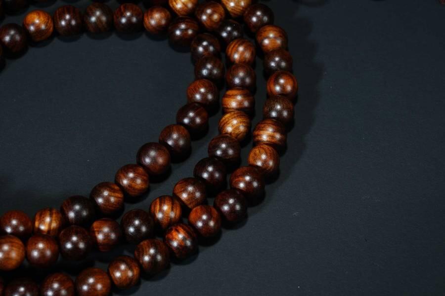 上海都达杂项专场四（全场包邮） 海南黄花梨虎皮纹0.8圆珠多圈手串 附鉴定证书86-260