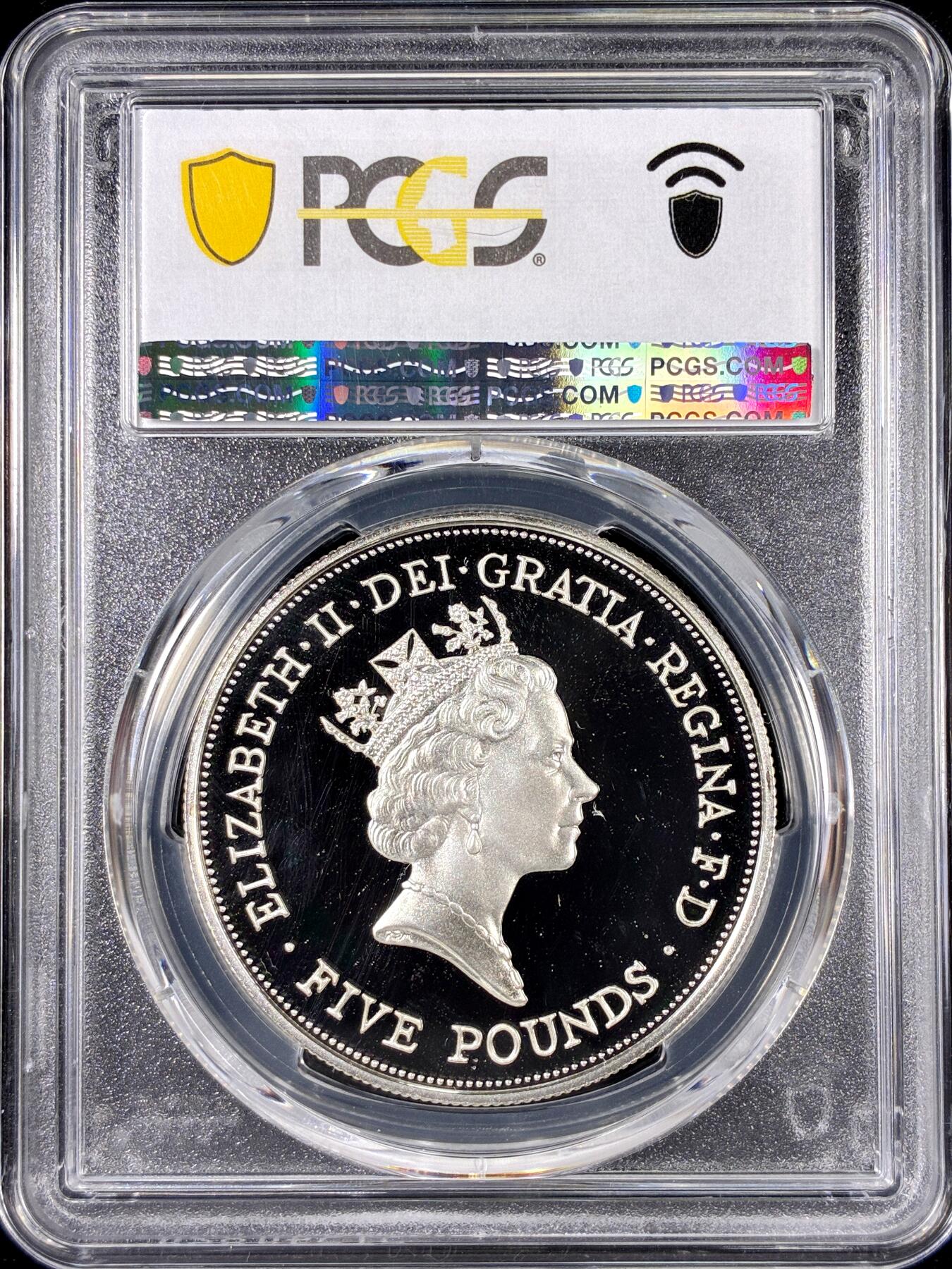 【雨安】【直播拍卖】【第0126期-评级币章】2026-01-24 周六 19:30 [评级现代] Great Britain 英国 5镑 1990年 王太后 [28.28克,  0.925银] PCGS-PR69DCAM 精制币