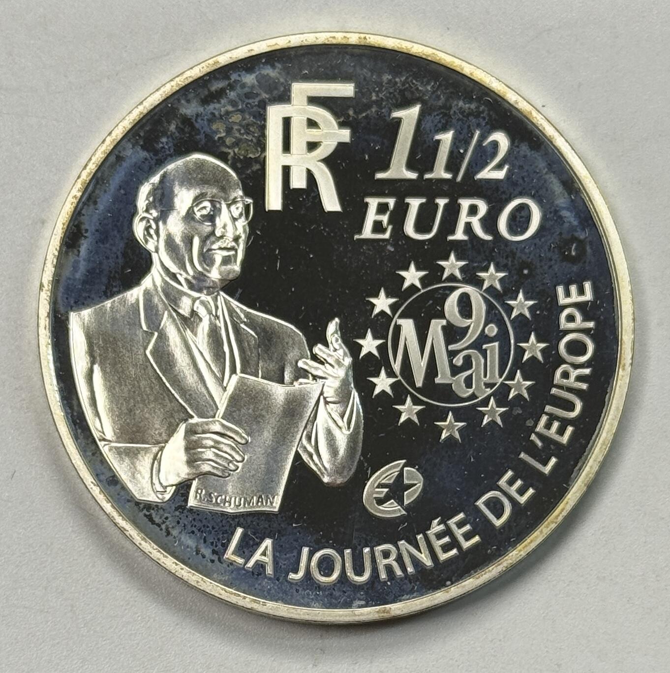 S&S Numismatic世界钱币-拍卖 第119期  法国2006年 欧洲之星-罗伯特·舒曼诞辰120周年 1.5欧元精制纪念银币  22.2克900银