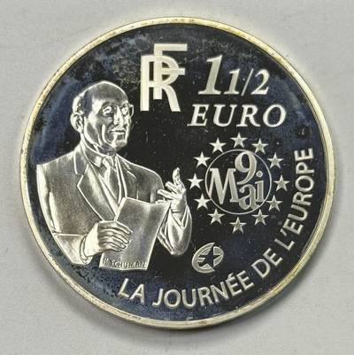 S&S Numismatic世界钱币-拍卖 第119期  - 法国2006年 欧洲之星-罗伯特·舒曼诞辰120周年 1.5欧元精制纪念银币  22.2克900银