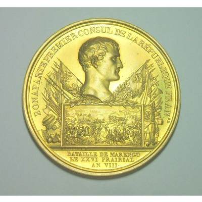 【艺术】法国艺术大章 纪念1800年拿破仑 马伦哥战役高浮雕精制超大镀金章 60MM - 【艺术】法国艺术大章 纪念1800年拿破仑 马伦哥战役高浮雕精制超大镀金章 60MM