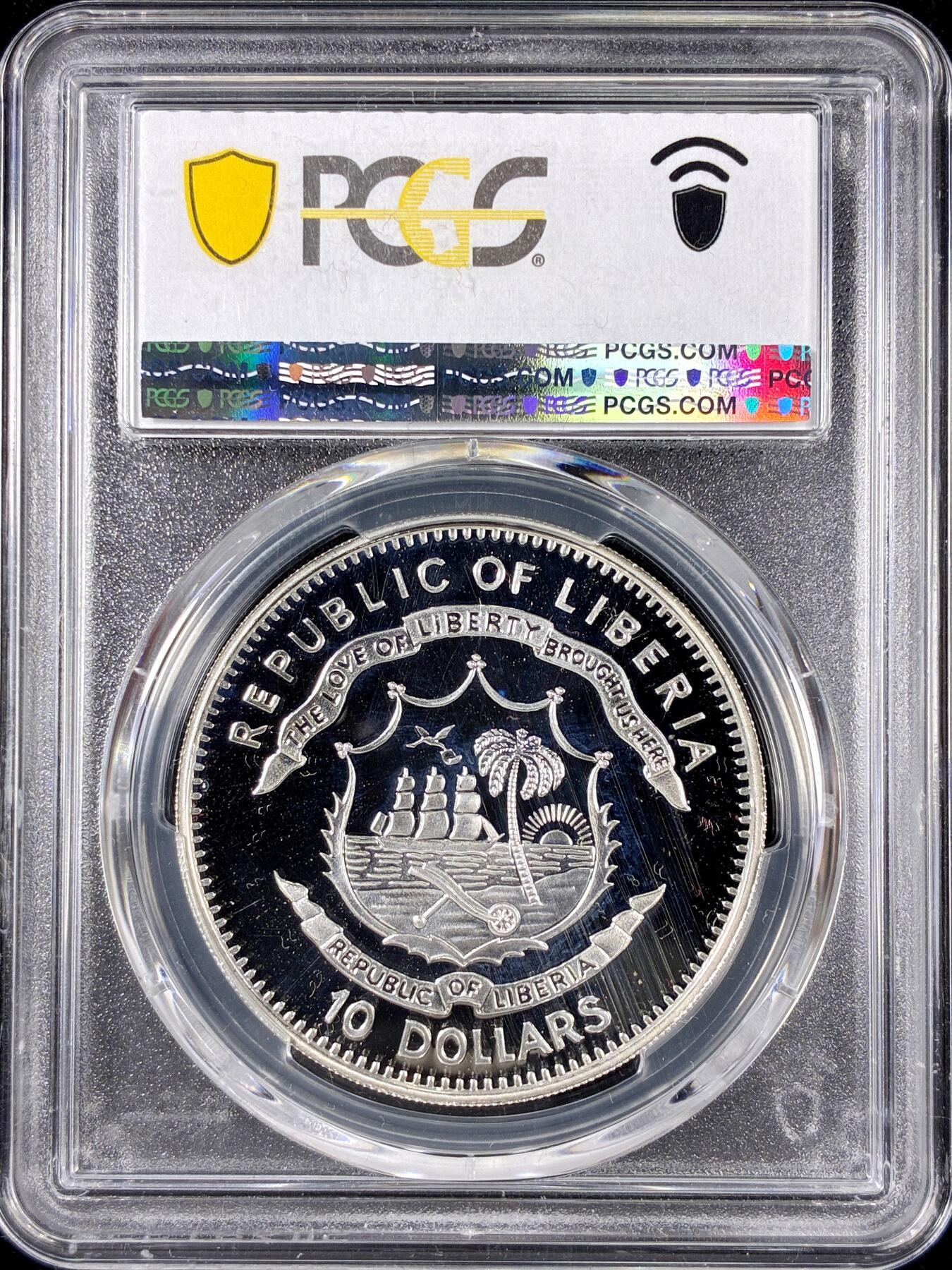 【雨安】【直播拍卖】【第0126期-评级币章】2026-01-24 周六 19:30 [评级现代] Liberia 利比里亚 10元 2005年 帆船 PCGS-PR69DCAM 精制币