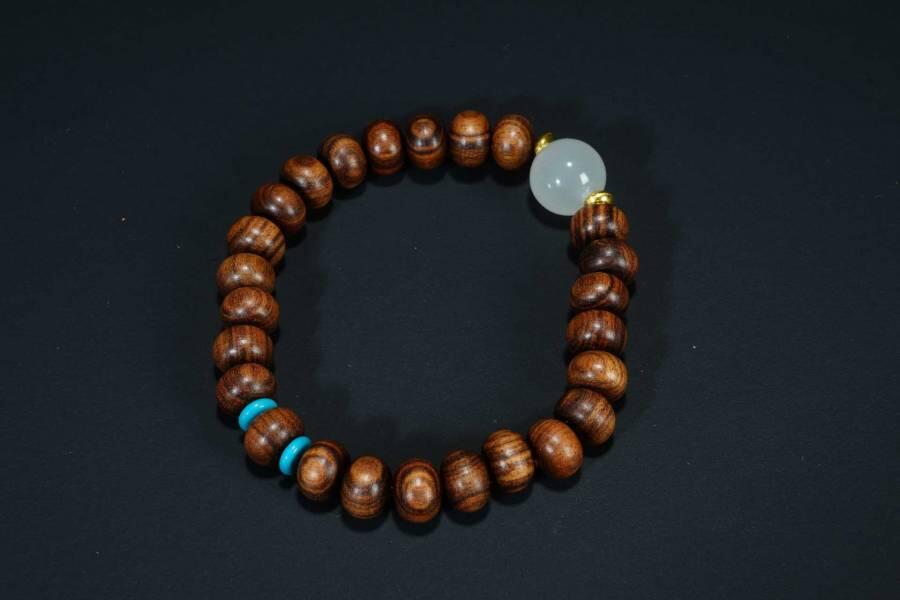 上海都达杂项专场四（全场包邮） 海南黄花梨虎皮纹算盘珠手串 附肯定证书86-268