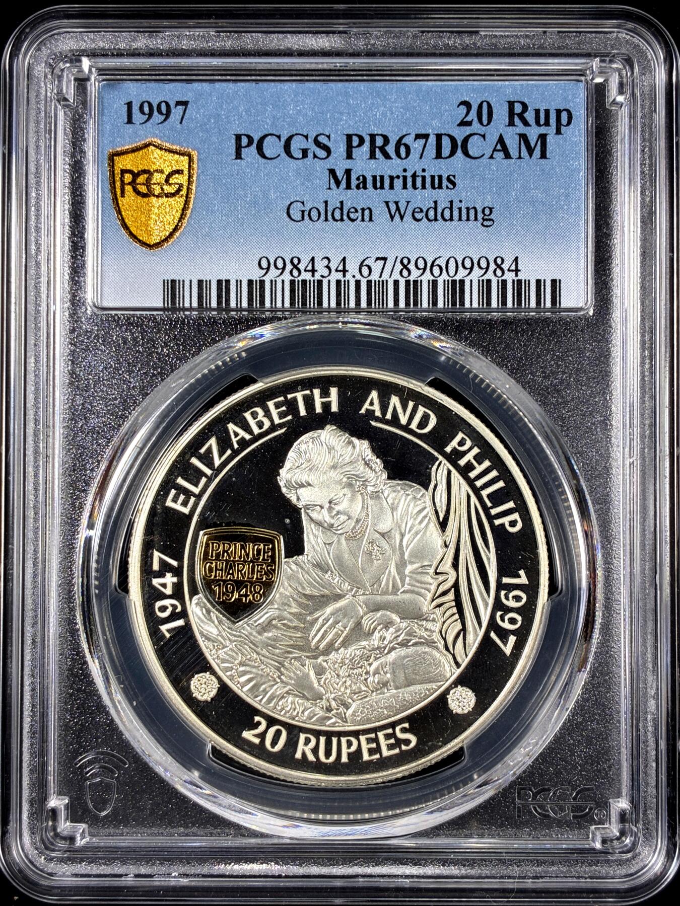 【雨安】【直播拍卖】【第0126期-评级币章】2026-01-24 周六 19:30 [评级现代] Mauritius 毛里求斯 20卢比 金婚 PCGS-PR67DCAM 精制币