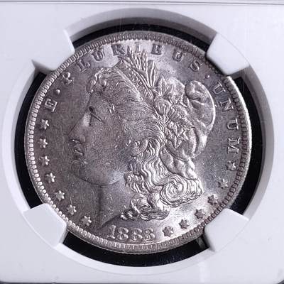美国1883年O版摩根壹美元银币，NGC MS64老盒子 - 美国1883年O版摩根壹美元银币，NGC MS64老盒子