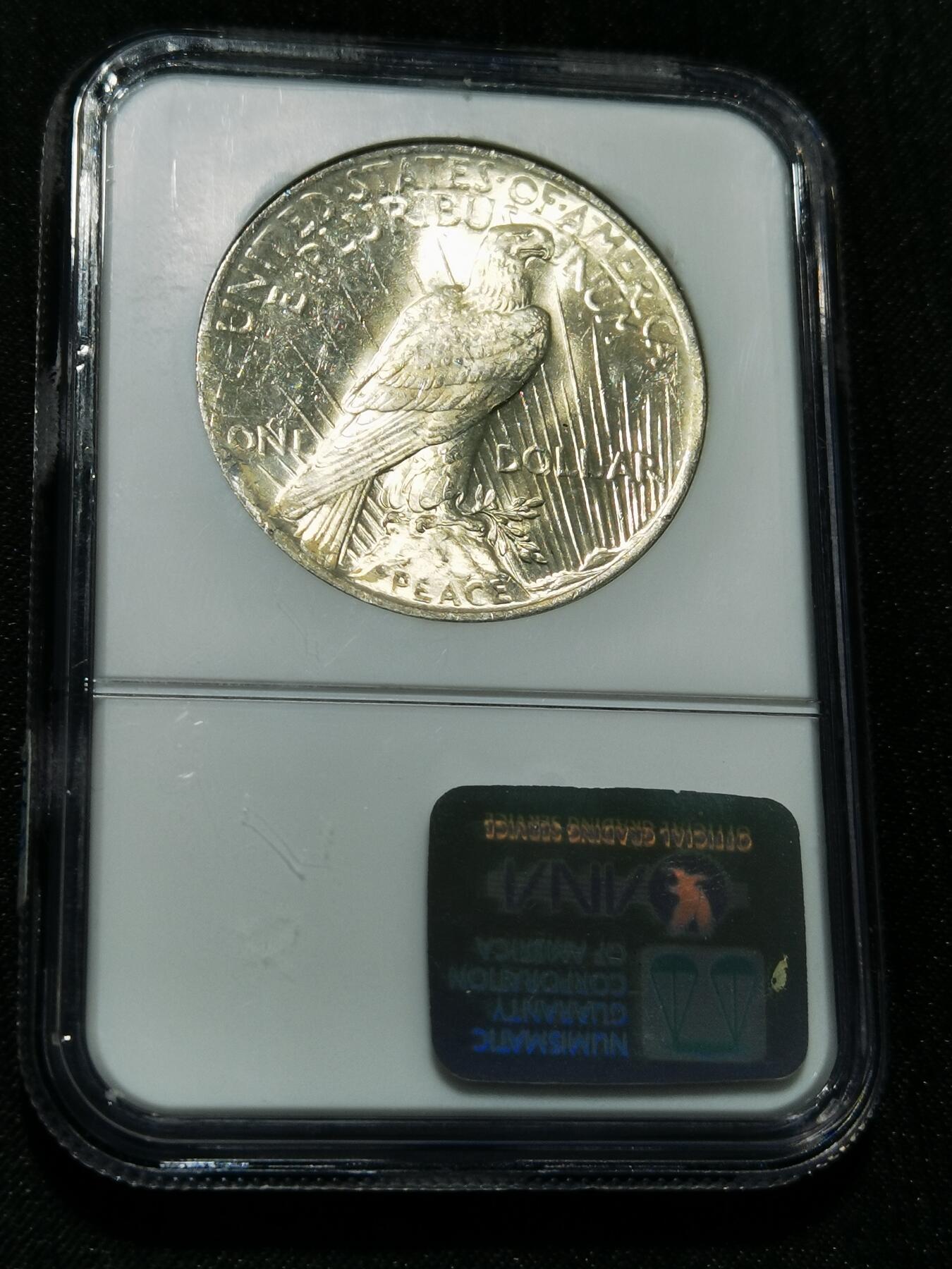 天下钱庄专场欢迎参拍 NGC MS62美国和平鸽一美元银币