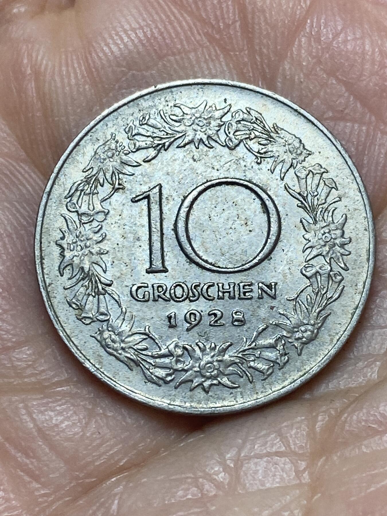 2026年第十二场(总第一百八十一场）外国好品散币场(免佣金) 奥地利🇦🇹1928年10格罗申(二战前共和国时期第二套，发行量最少年份，仅发行3年)