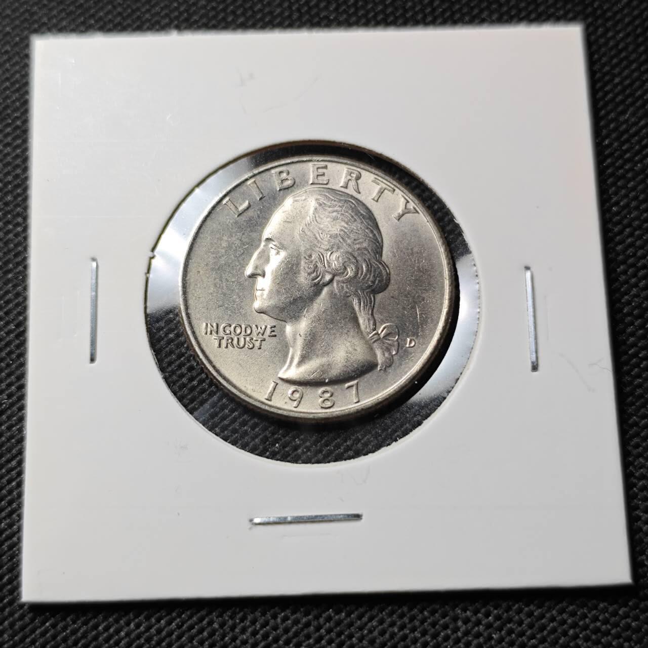 KK钱币收藏小铺  第388期  2月预留时间 周末发货  1987美国25分 好品