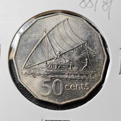 KK钱币收藏小铺  第388期  2月预留时间 周末发货 -  1980斐济50分 好品