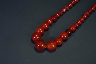 上海都达杂项专场三十四【年后发货全场包邮】  天然红玛瑙项链 附鉴定证书86-329