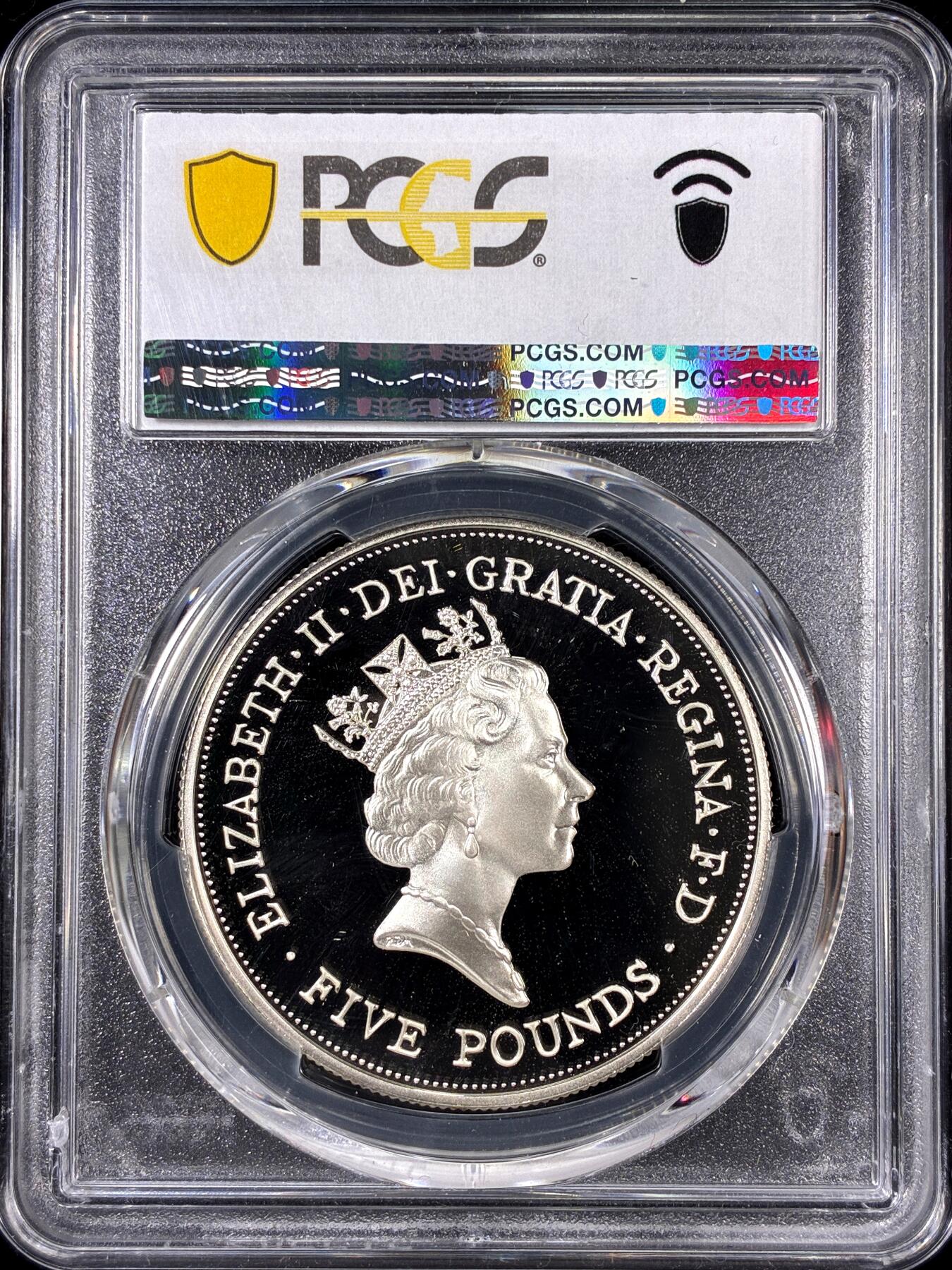 【雨安】【直播拍卖】【第0126期-评级币章】2026-01-24 周六 19:30 [评级现代] Great Britain 英国 5镑 1990年 王太后 [28.28克,  0.925银] PCGS-PR69DCAM 精制币