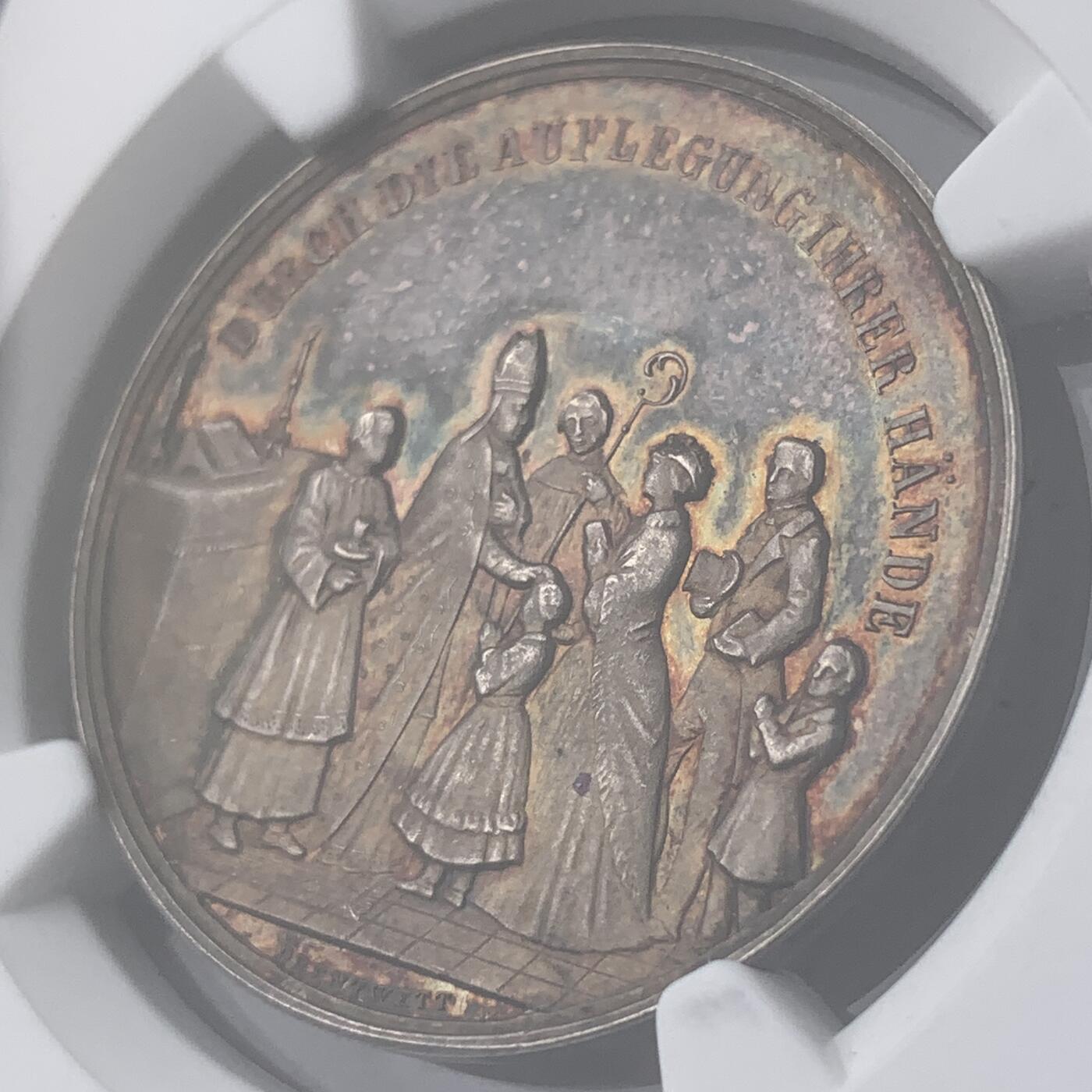 掌中浮雕-藏着的欧洲第050场 NGC MS62 : 德国坚信礼仪式银章，32mm