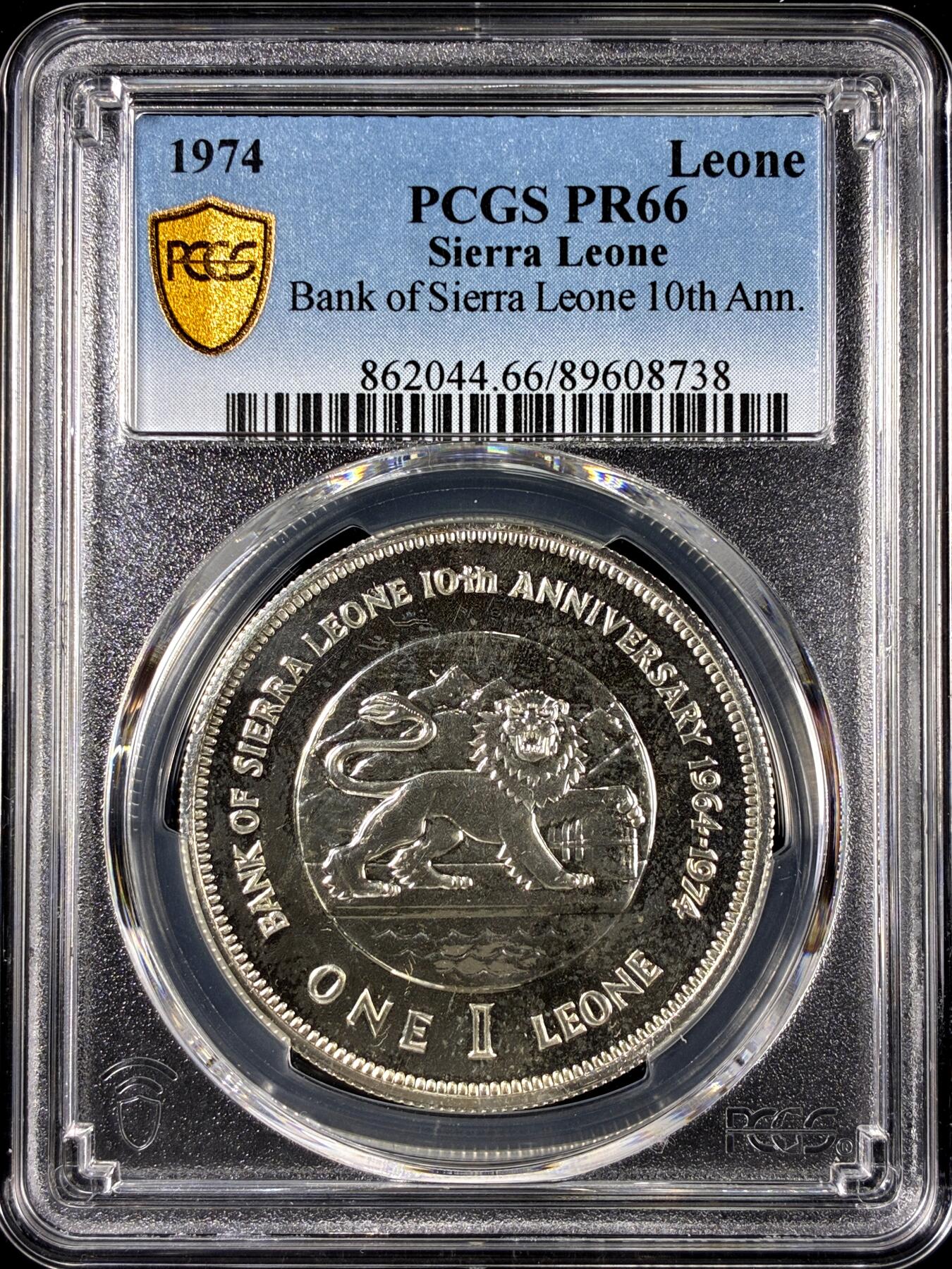 【雨安】【直播拍卖】【第0126期-评级币章】2026-01-24 周六 19:30 [评级现代] Sierra Leone 塞拉利昂 1元 1974年 塞拉利昂银行 PCGS-PR66 精制币